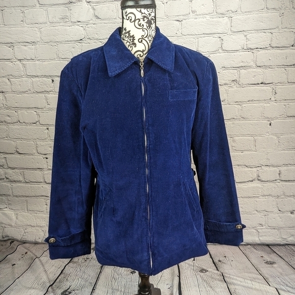 International Scene women's long sleeve zip front corduroy size 12 jacket b12